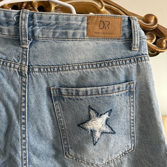 Doris Revolve Denim Boyfriend Star Stitching Jeans - Picture 8 of 16